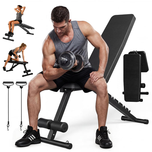 Adjustable Weight Bench for Home Gym, 600LBS Capacity Foldable Workout Bench with 7 Backrest