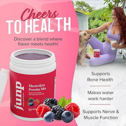 JUNP Electrolytes Powder No Sugar No Carbs – Wild Berry Fruit Flavor Drink Mix - Potassium & Salt Electrolyte Hydration Powder Zero Calorie Sugar Free Electrolyte Powder, Keto Friendly, 180 Servings