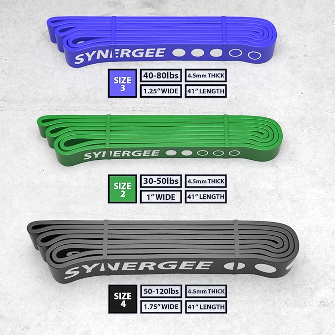 Synergee Resistance Loop Bands. Pull Up Assist Bands with Heavy Duty Resistance. Exercise Bands Work Perfect for Stretching, Powerlifting & Resistance Training.
