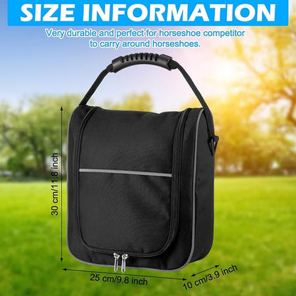 Abbylike Compact Horseshoe Carrying Bag 11 x 10.5 x 4 Inch Horseshoe Set Bag Tournament Quality Carrying Storage Case for Outdoor Lawn Game Outside Game, Forged Steel Horseshoes Storage