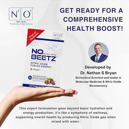 N.O. Beetz Nitric Oxide Supplement for Pre-Workout & Endurance | Beetroot, Peak ATP & Electrolytes for Energy & Hydration | Boosts Blood Flow & Muscle Recovery | No Mess, 30 Servings