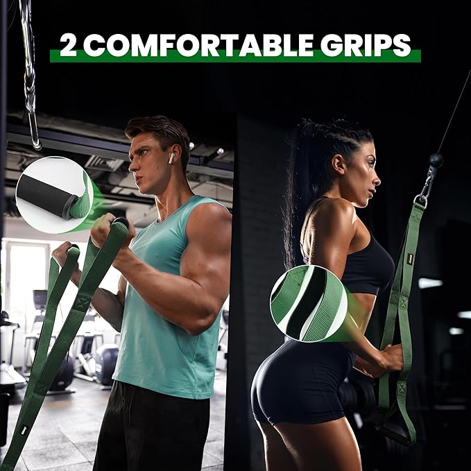 Tricep Rope Cable Attachment Handles, Tricep Pull Down Attachment for Cable Machine, 3 Lengths Tricep Rope for Face Pull, Push Down, Tricep Extension, Cable Rope Attachment for Gym Home Workout