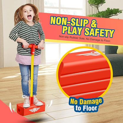 CUUGO LET'S GO! CG Jumping Promotes Growing Taller- Pogo Stick Foam Pogo Jumper for Kids, Toys for 3-12 Year Old Boys Girls Outdoor Toys Indoor Toys Fun Gifts Christmas Stocking Stuffers Gifts