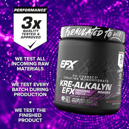 EFX Sports Kre-Alkalyn EFX Powder | pH Correct Creatine Monohydrate Powder Supplement | Strength, Muscle Growth & Performance | 116 Servings (Watermelon Gummy)