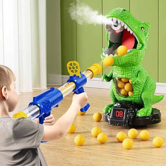 Moveable Dinosaur Shooting Toys for Kids 3-8 Years, Movable Shooting Target Toy with Air Pump Guns