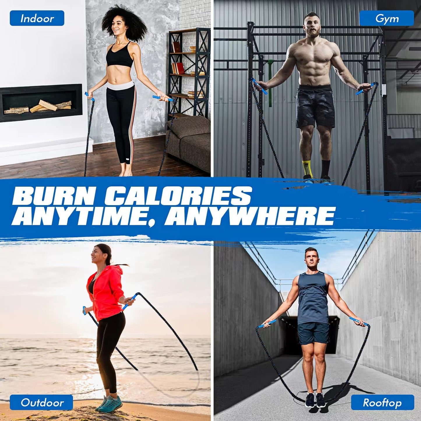 Ayombo Jump Rope, Weighted Jump Rope for Fitness, 1 lb Heavy Jump Ropes for Men Women, Battle