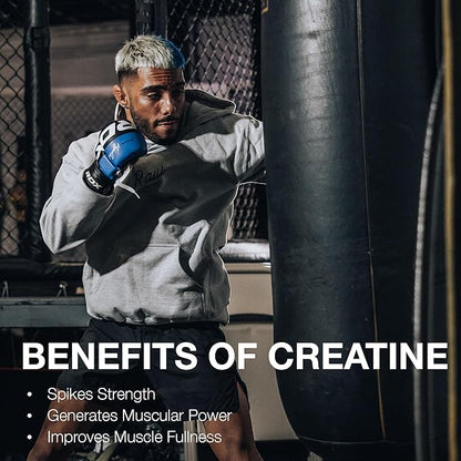 RAW Nutrition Creatine Monohydrate Powder, Fruit Punch (30 Servings) - Micronized Creatine Monohydrate Supplement for Workout Performance, Build Muscle & Strength - Creatine Powder for Men & Women