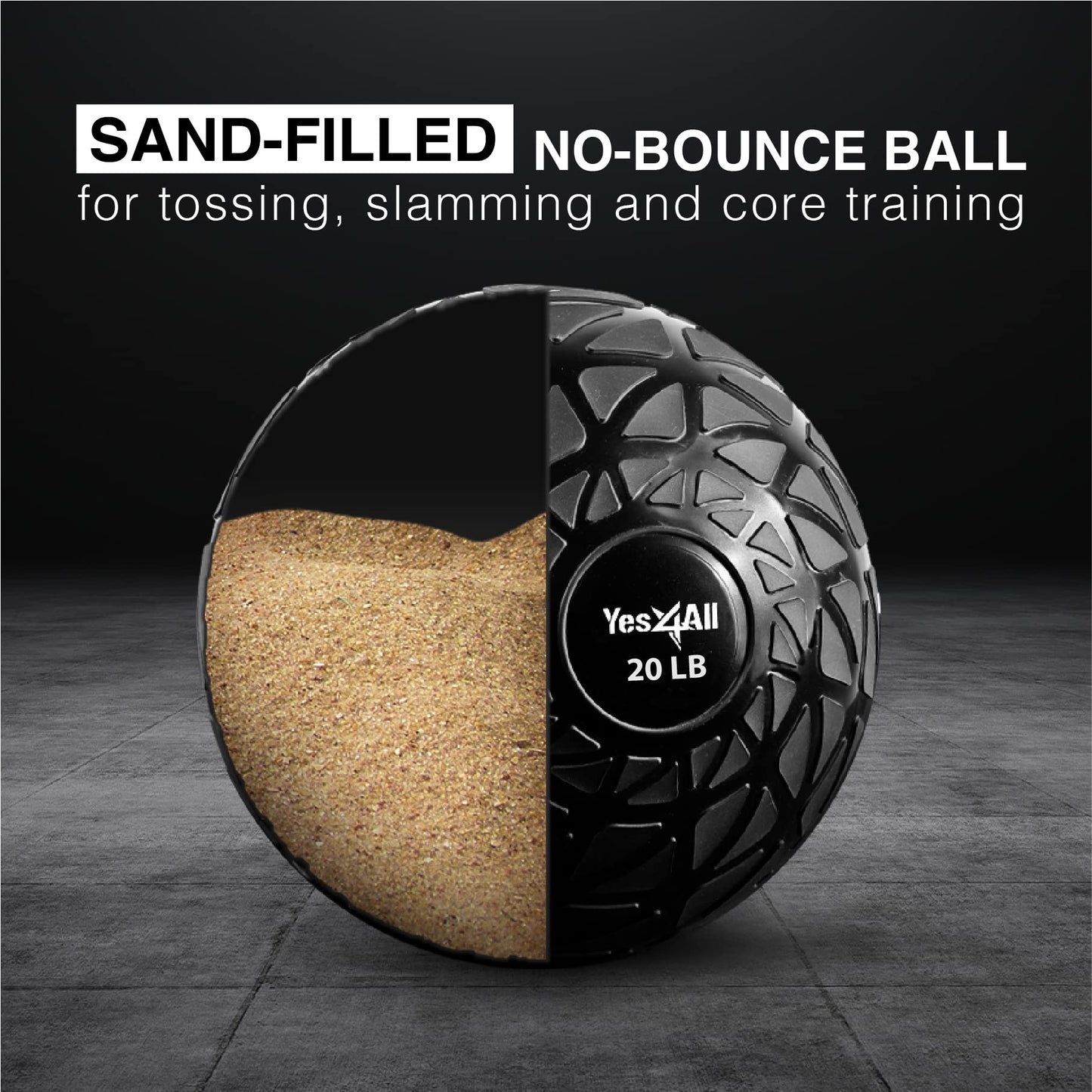 Yes4All Slam Balls, 10-40lb Medicine Ball Weight, Durable PVC Sand Filled Workout Dynamic Medicine