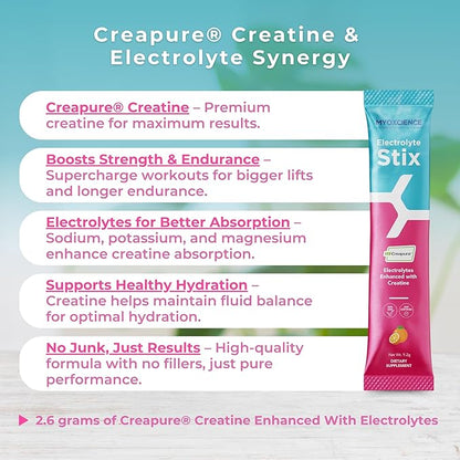 MYOXCIENCE Electrolyte STIX | Creatine Electrolyte Powder | Recovery from Exercise & Muscle