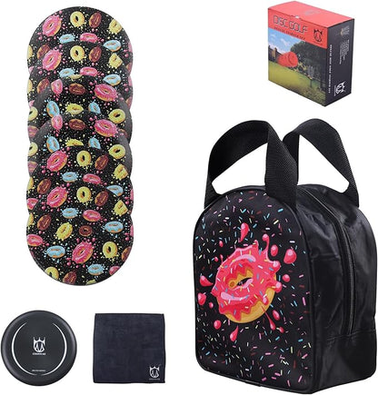 CROWN ME Disc Golf Set, Donut Starter Disc Golf Disc Set with Nice Donut Printing Bag