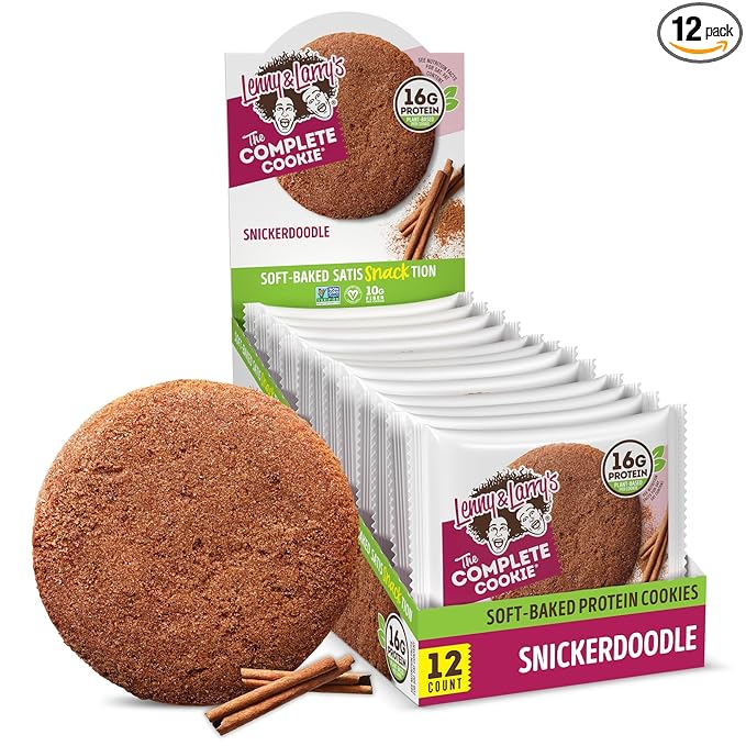 Lenny & Larry's The Complete Cookie, Snickerdoodle, Soft Baked, 16g Plant Protein, Vegan, Non-GMO, 4 Ounce Cookie (Pack of 12)