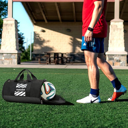 TUGUAN Gym Bag for Men Women with Wet Pocket & Shoe Compartment Travel Duffle Bag Man Sport Basketball Football Bag Weekend Overnight Duffel Bag Gym Tote bag 40L, Black
