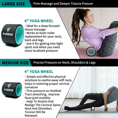 Yoga Wheel Set of 3+1, Upgraded 10MM Thick Back Wheels for Pain Relief