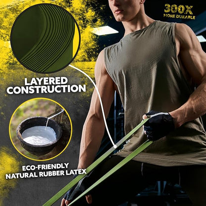 Long Resistance Bands for Working Out Men and Women - Set of 5 Pull-Up Bands, Rubber Handles and Door Anchor - Workout Bands Resistance for Men - Exercise Bands Resistance Bands Set