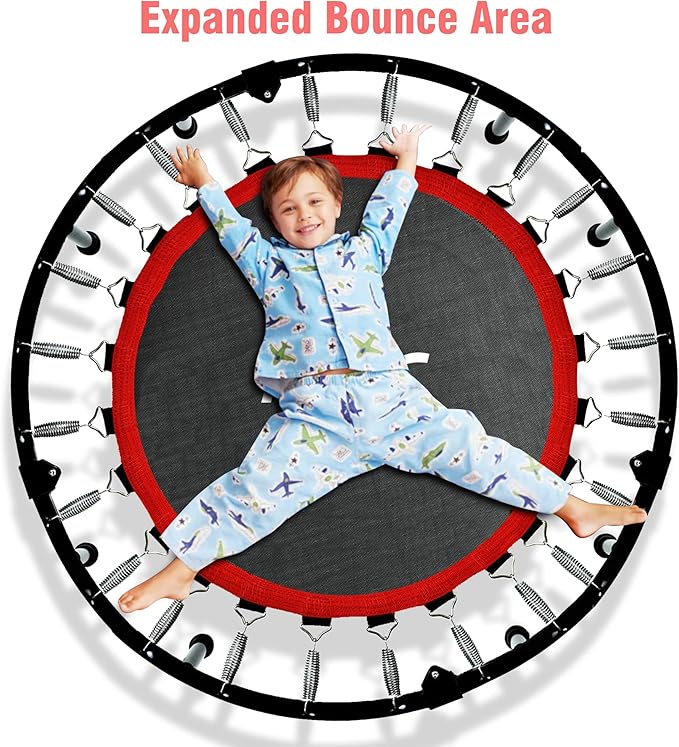 450 LBS Foldable Mini Trampoline for Adults & Kids 40" Rebounder Trampoline with Adjustable Foam Bar for Indoor Workout Fitness