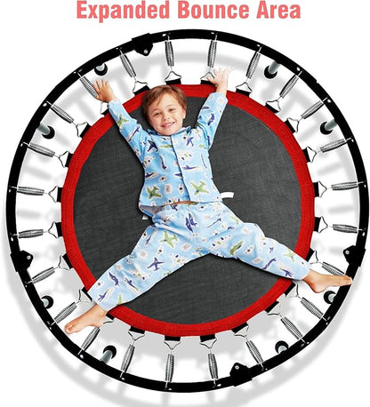 450 LBS Foldable Mini Trampoline for Adults & Kids 40" Rebounder Trampoline with Adjustable Foam Bar for Indoor Workout Fitness