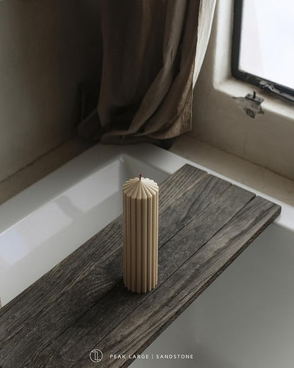LAWA Ribbed Peak Pillar Candle - Large Beautiful Handmade Pillar Scented Soy Wax Candle Elegant Bubble Aesthetic Candle Housewarming Gift Home Room Shelf Decor Idea Sandstone (Large)
