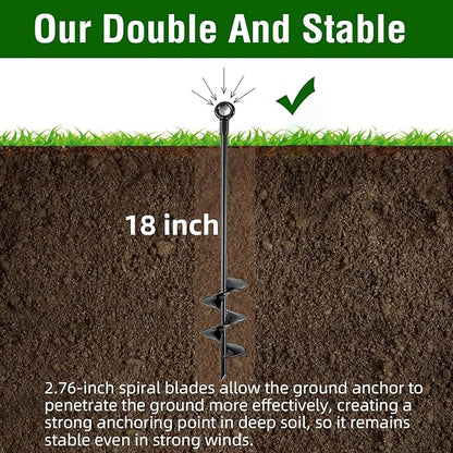 Ground Anchors Heavy Duty, Swing Set Anchor Kit 18 Inch 8 Pack Screw in Earth Anchors Trampoline Stakes High Wind Metal Auger Anchor for Shed Tent Carports Securing Animals Camping Mobile Home