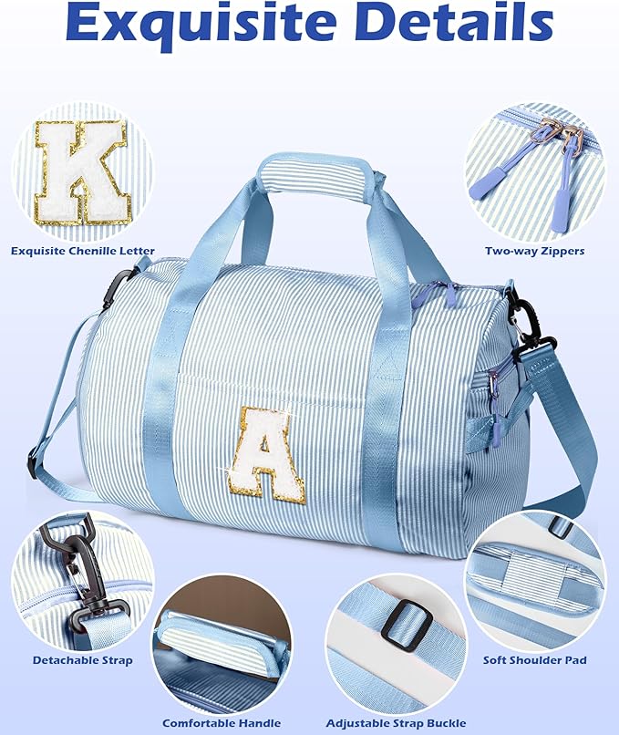 Tween Girls Trendy Stuff, Girl Gym Bag, Kids Initial Overnight Duffel Bags with Shoe Compartment, Personalized Travel Bag with Makeup Pouch, 12 13 14 15 16 17 18 Years Old Gifts (Letter P)