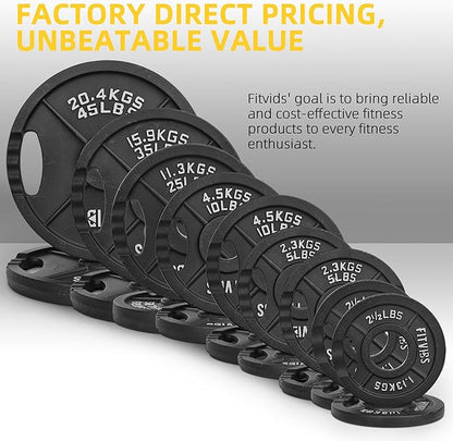 Olympic Cast Iron 2-Inch Weight Plate for Strength Training & Weightlifting, Multiple Weights Available