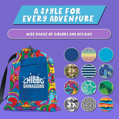 Chillbo Shwaggins Inflatable Couch – No-Pump Setup, Ripstop Polyester, Stability Pegs, Fun Prints, Portable Air Lounger for Beach, Camping, Festivals, and Tailgating - 60s Pyschedelic
