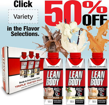 Lean Body Ready-to-Drink Banana Protein Shake, 40g Protein, Whey Blend, 0 Sugar, Gluten Free, 22 Vitamins & Minerals, 17 Ounce (Recyclable Carton & Lid - Pack of 12) LABRADA