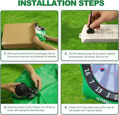 Giant Dart Board Inflatable with Pump, Outdoor and Indoor Soccer Sport Kick Dartboard for Kids and Adults, Waterproof Darts Board Yard Game with 20 Golf Balls, 4 Sticky Balls, 2 Soccers