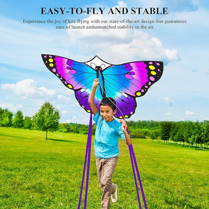 3 Pack Large Kites, Large Butterfly Kite, Colorful Delta and Red Octopus for Girls Boys Ages 4-8, 8-12, Adults