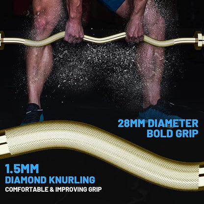 47" Olympic EZ Curl Bar 500-lbs Capacity Steel Barbell Suitable for 2" Weight Plates, 2-Inch Curl Bar for Weight Lifting,Hip Thrusts,Squat,Biceps-Home Gym Weight Bar