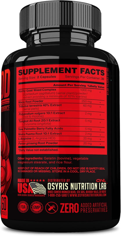 ONL Bull Blood Testosterone Booster - High Potency Male Enhancing Testosterone Supplement for Stamina & Endurance - Test Booster with Maca Root, Horny Goat Weed & Tongkat Ali - 120 Capsules (2-Pack)
