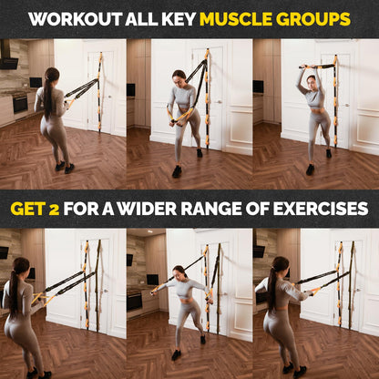 Door Anchor Strap for Resistance Bands with 5 Loops and Metal D-Rings