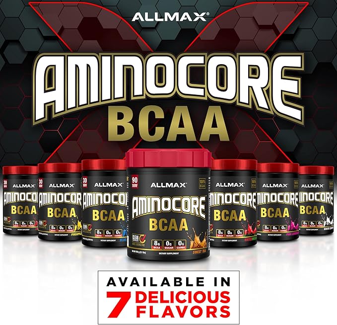 ALLMAX Nutrition AMINOCORE BCAA Powder, 8.18 Grams of Amino Acids, Intra and Post Workout Recovery Drink, Gluten Free, Sweet Tea, 315 g