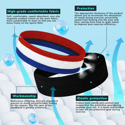 Sweatbands Sports Headband for Men & Women - Terry Cloth Moisture-Wicking Sports Towel Headband for