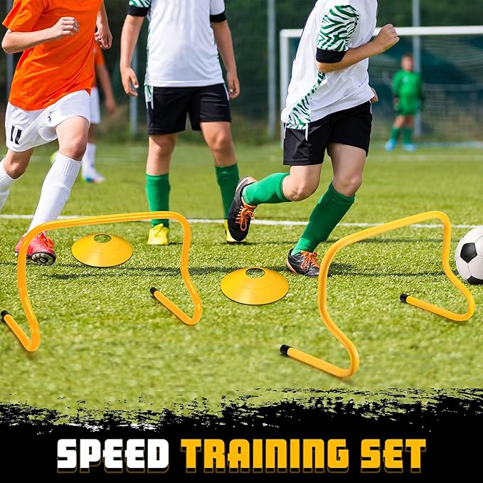12 Pcs 12 Inch Agility Hurdles Training Equipment Agility Hurdles and Marker Cone Set Disc Cones Speed and Training Obstacle for Athletes Sports Soccer Football Tennis Basketball
