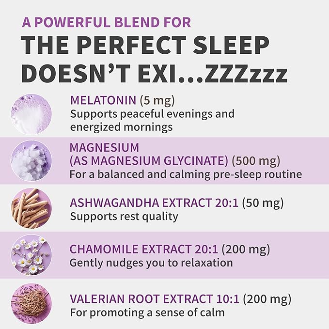 12-in-1 Melatonin Sleep Capsules - Natural Sleep Aids for Adults with Melatonin 5mg and Magnesium Glycinate 500mg, Sleep Aid with Ashwagandha, L Theanine, Valerian Root, GABA, 5-HTP (90ct, Pack of 2)