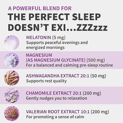 12-in-1 Melatonin Sleep Capsules - Natural Sleep Aids for Adults with Melatonin 5mg and Magnesium Glycinate 500mg, Sleep Aid with Ashwagandha, L Theanine, Valerian Root, GABA, 5-HTP (90ct, Pack of 2)