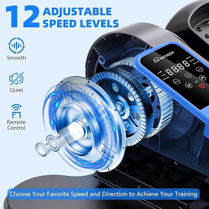 ANCHEER Under Desk Elliptical Machine, Ellipse Leg Exerciser for Seniors with 12 Adjustable Speeds, Quiet & Portable Electric Seated Pedal Exerciser with Remote Control