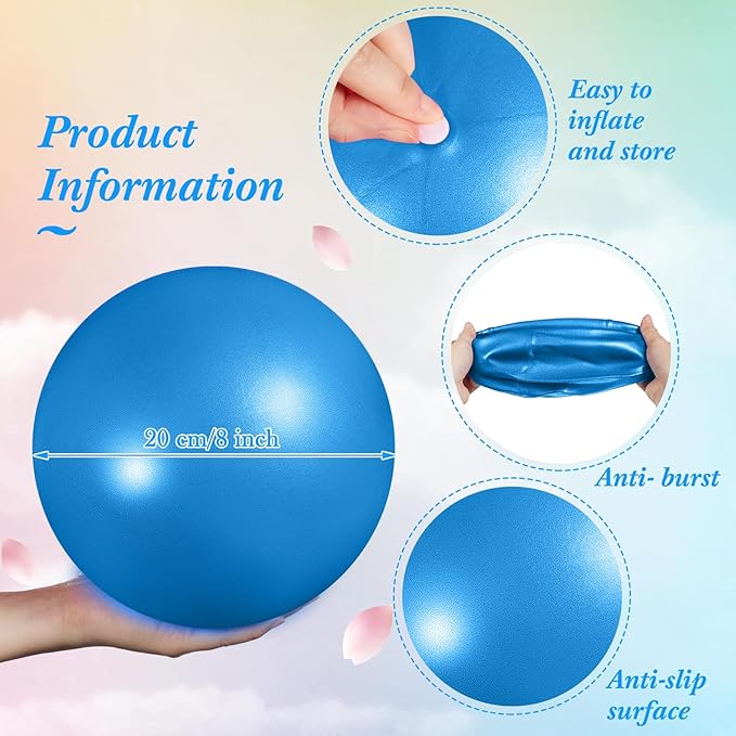 Aoriher 10 Pieces 9 Inch Exercise Pilates Ball Yoga Therapy Core Ball for Yoga Stability Barre Training Stretching Physical Posture Training Gym