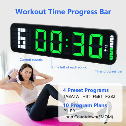 Gym Timer 15'' Large Wall Clocks for Home Gym, Interval Workout Countdown Clock Remote Control for