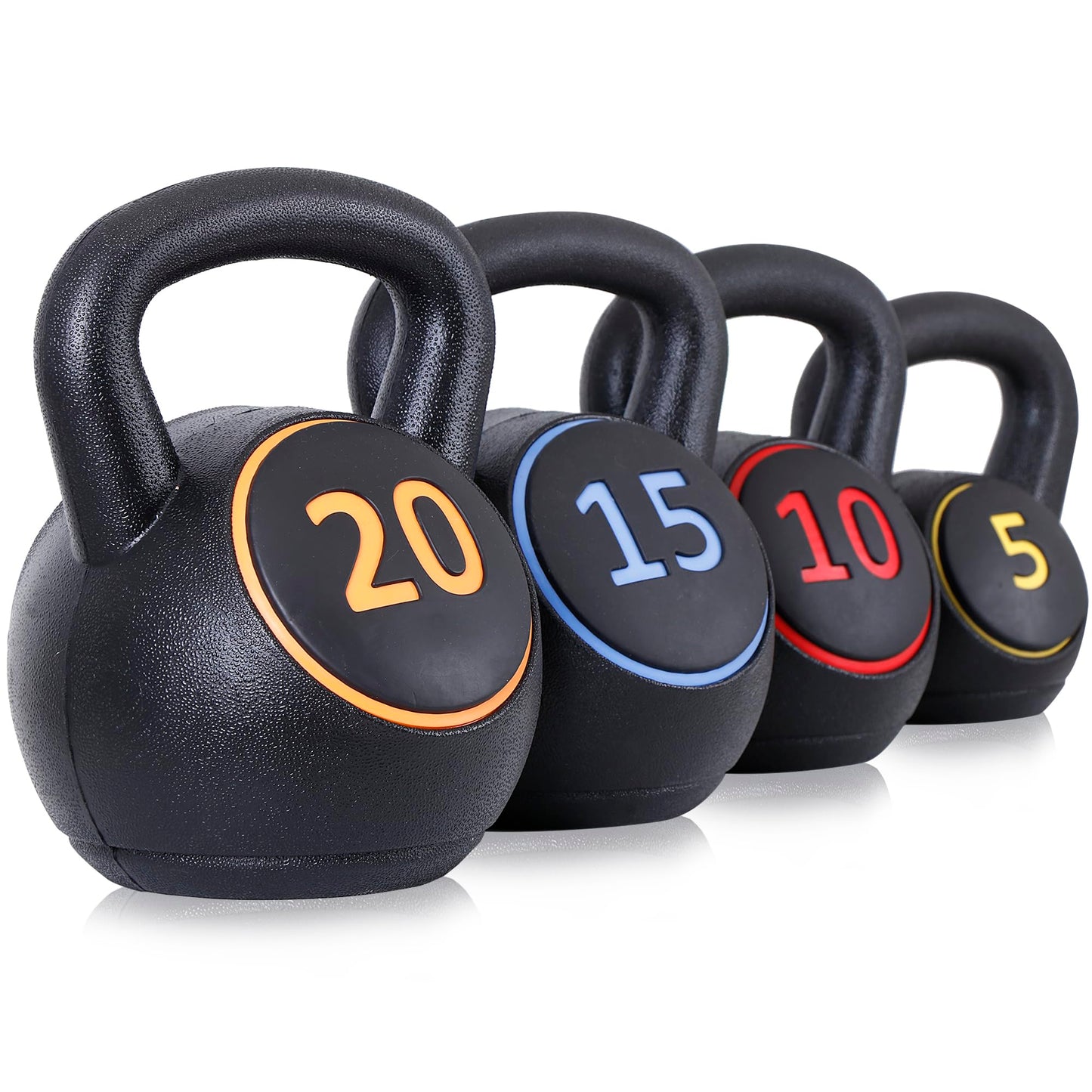 F2C Kettlebell Sets 4 Piece Strength Training KettleBells Weight Set 5lb, 10lb, 15lb, 20lb HDPE