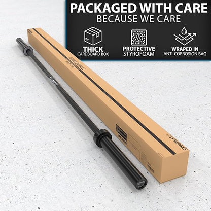 Synergee Games 15kg and 20kg Colored Ceramic Coated Barbells. Rated 1500lbs for Weightlifting and Powerlifting. Black, Red, Grey, Pink