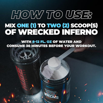 Wrecked Inferno - Thermogenic Pre Workout For Men & Women, Increase Energy, Boost Thermogenesis & Metabolism, Enhance Exercise Performance - Contains L-Citrulline, L-Carnitine, Beta-Alanine & More