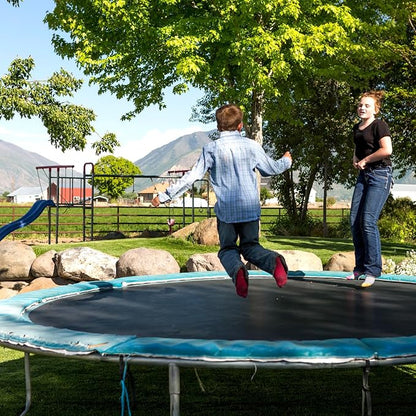 QWORK 14 FT Round Trampoline Replacement Mat with 72 V-Hooks, 151" Heavy Duty Jumping Mat with Installation Tools, Using 5.5" Springs,Black