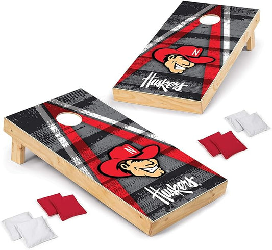 Wild Sports NCAA College 2' x 4' Wood Direct Print Tournament Cornhole Set, 8 Bean Bags, Vintage