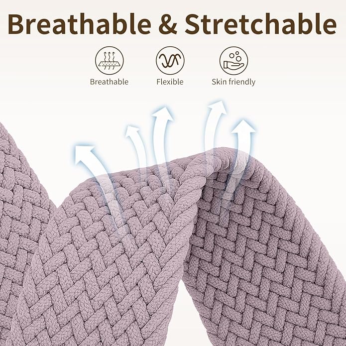 Braided Band Compatible with Fitbit Versa 4 Bands for Woman/Versa 3/Sense 1/Sense 2 Band, Magnetic Clasp Fabric Nylon with Designer Interlock Buckle Straps for Fitbit Versa4/3/Sense1/2