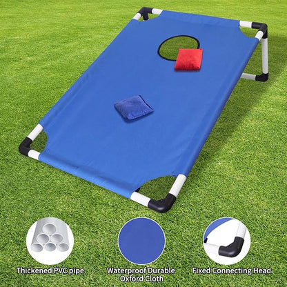 Portable PVC Framed Cornhole Game Set with 2 Collapsible Cornhole Boards, 8 Bean Bags and Carrying Case, Waterproof Mini Cornhole Set, Outdoor Indoor Yard Toss Games Rainbow Design (3 x 2-feet)
