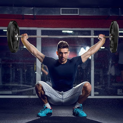 RitFit Olympic Rubber Grip Plates for Barbell, 2-Inch Weight Plates for Weightlifting and Strength Training in Home & Gym, Single, Pair and Sets(2.5/5/10/25/35/45 LB)