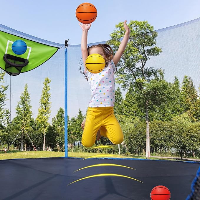 Trampoline Basketball Hoop, with Pump and 4 Mini Balls, Easy to Install, Universal Trampoline Accessories, Trampolines Basketball for Dunking