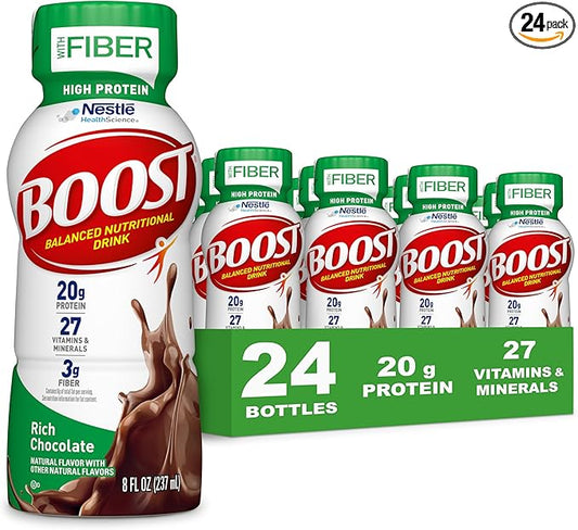 BOOST High Protein with Fiber Ready to Drink Complete Nutritional Drink, Rich Chocolate, 8 fl oz