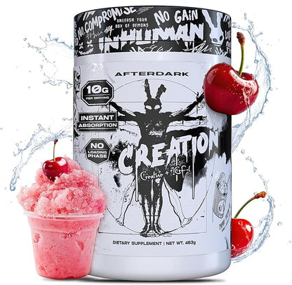 AfterDark Supplements Creation Creatine Monohydrate Powder, 10000mg Creatine Matrix Blend, Promotes Power, Endurance & Muscle Growth, GMP Certified, USA Made, 21 Servings, Cherry Italian Ice